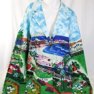 Artscapes Ocean Side Park Boardwalk Button Jacket